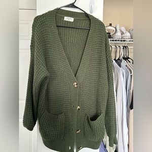 green warm cardigan